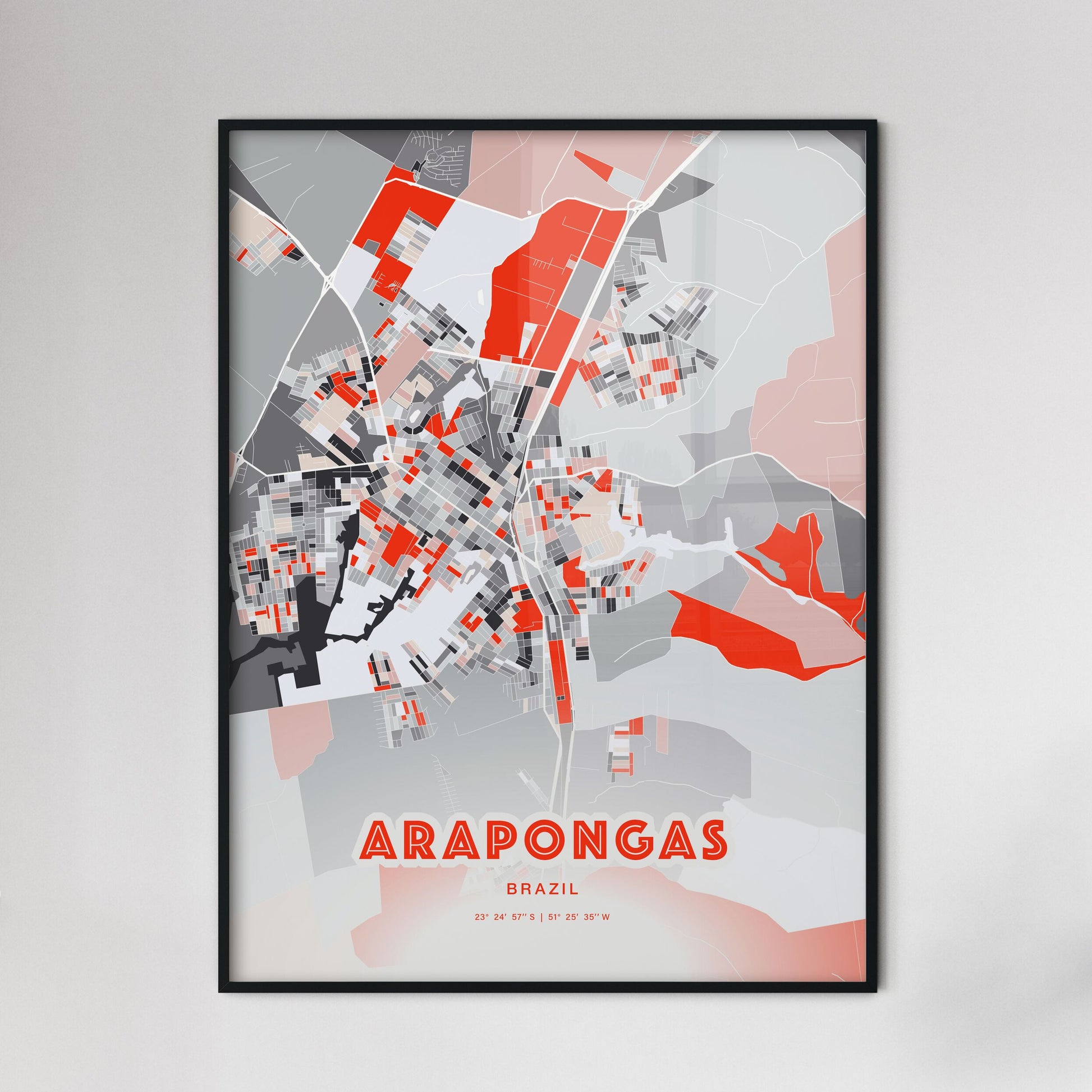 Colorful ARAPONGAS BRAZIL Fine Art Map Modern