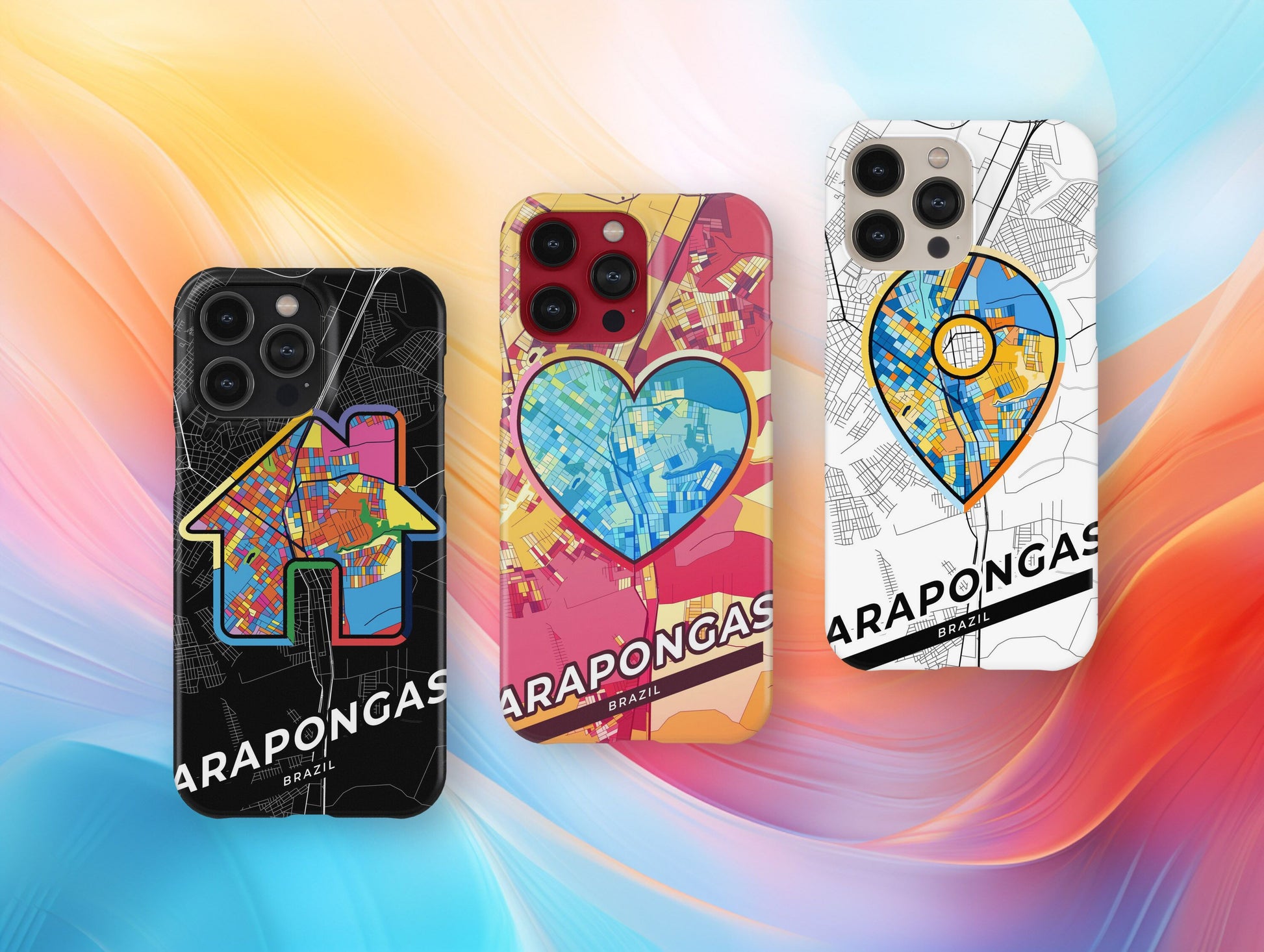 Arapongas Brazil slim phone case with colorful icon. Birthday, wedding or housewarming gift. Couple match cases.
