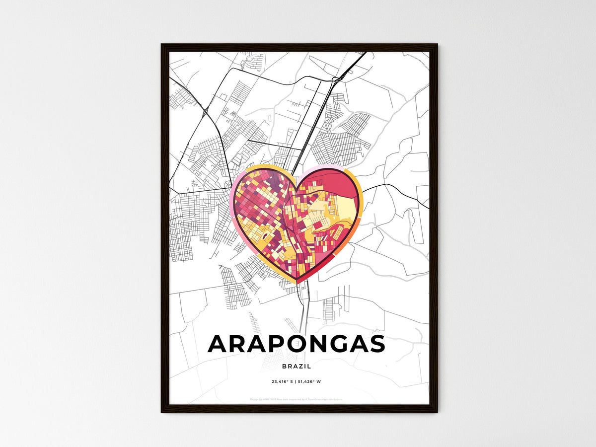 Arapongas Brazil wedding art map with heart icon