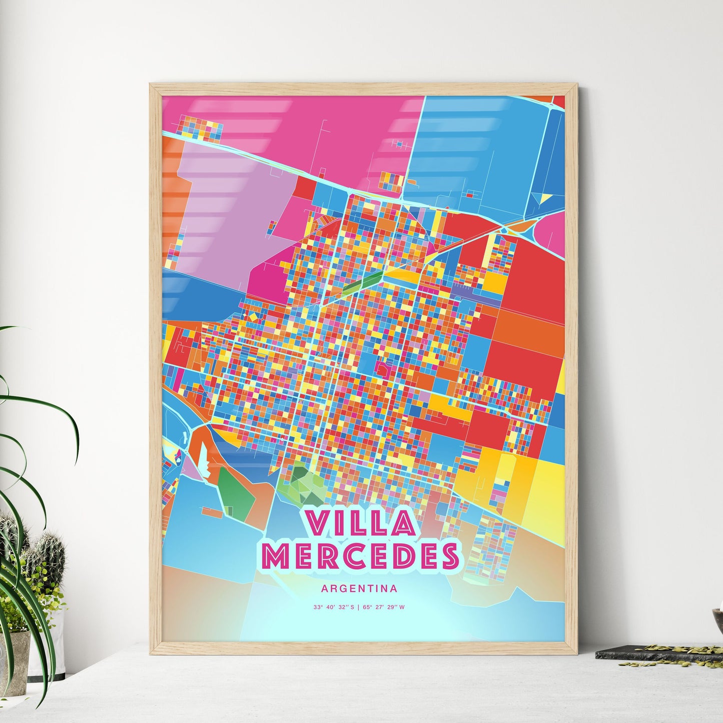 Colorful VILLA MERCEDES ARGENTINA Fine Art Map Crazy Colors