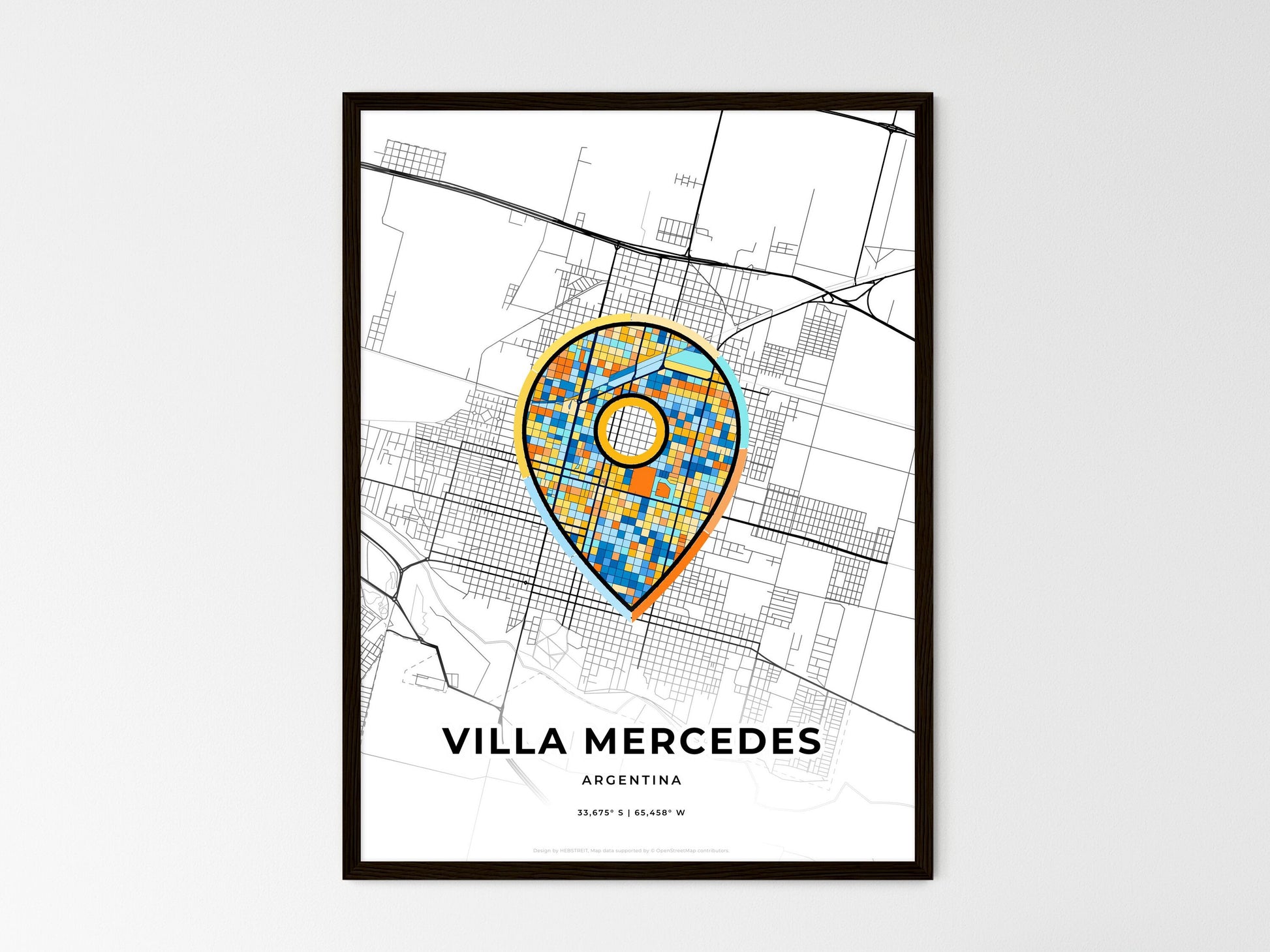 VILLA MERCEDES ARGENTINA minimal art map with a colorful icon. Style 1