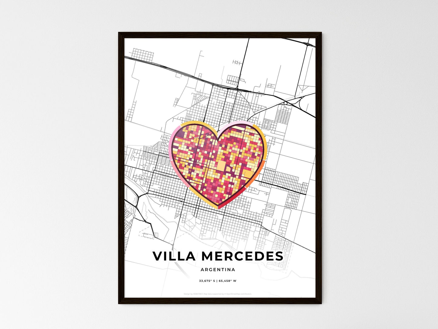 VILLA MERCEDES ARGENTINA minimal art map with a colorful icon. Style 2