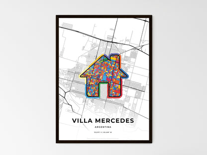 VILLA MERCEDES ARGENTINA minimal art map with a colorful icon. Style 3