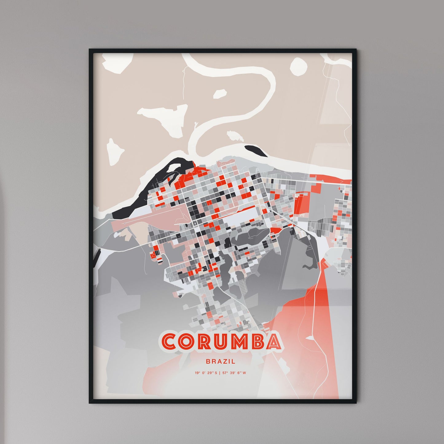 Colorful CORUMBA BRAZIL Fine Art Map Modern
