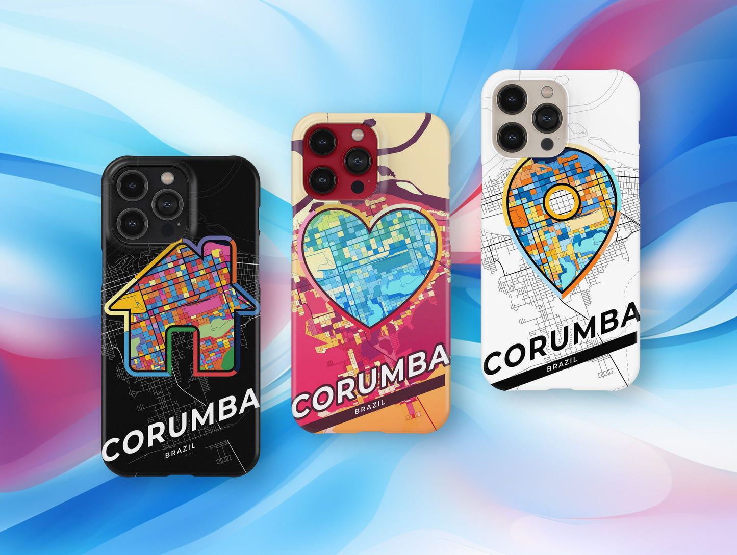 Corumba Brazil slim phone case with colorful icon. Birthday, wedding or housewarming gift. Couple match cases.