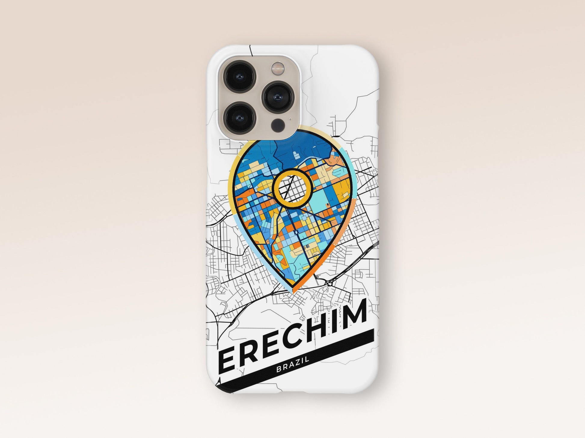 Erechim Brazil slim phone case with colorful icon. Birthday, wedding or housewarming gift. Couple match cases. 1