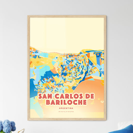 Colorful SAN CARLOS DE BARILOCHE ARGENTINA Fine Art Map Blue Orange