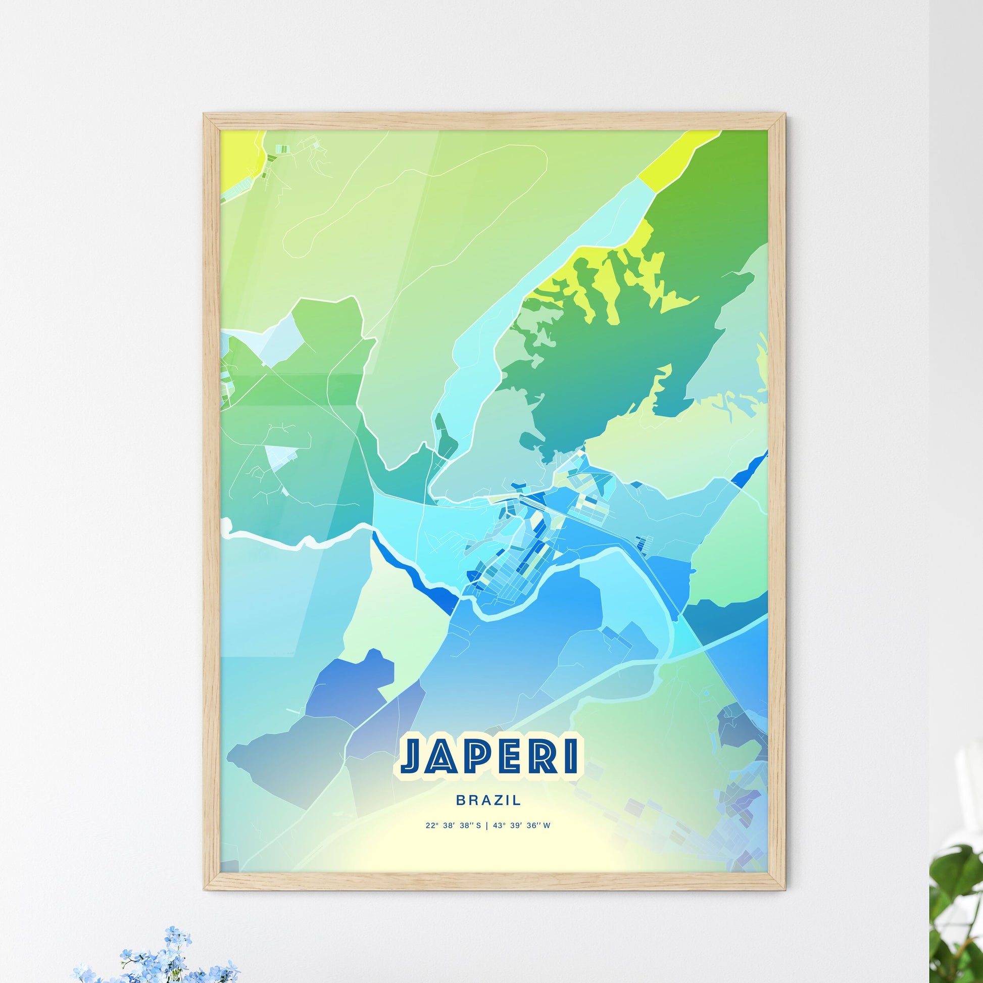 Colorful JAPERI BRAZIL Fine Art Map Cool Blue