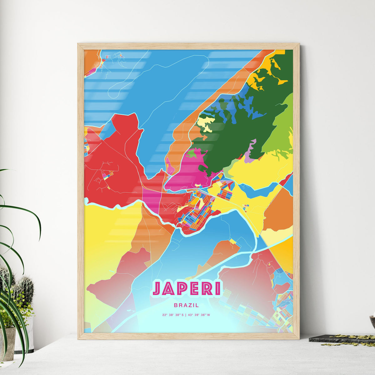Colorful JAPERI BRAZIL Fine Art Map Crazy Colors