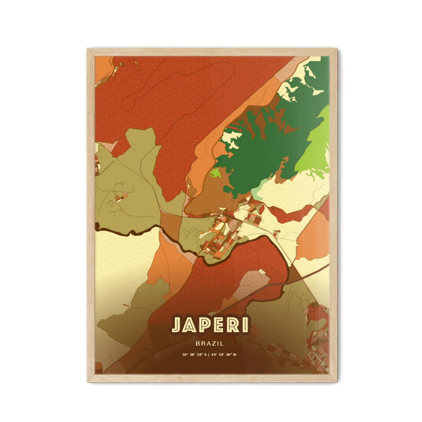 Colorful JAPERI BRAZIL Fine Art Map Farmhouse