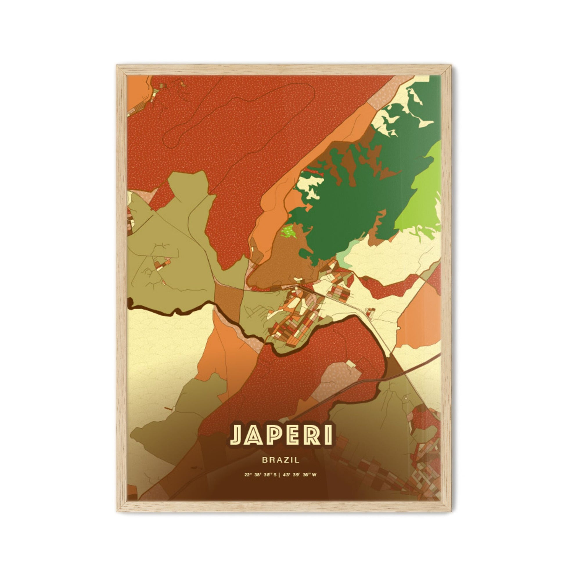 Colorful JAPERI BRAZIL Fine Art Map Farmhouse