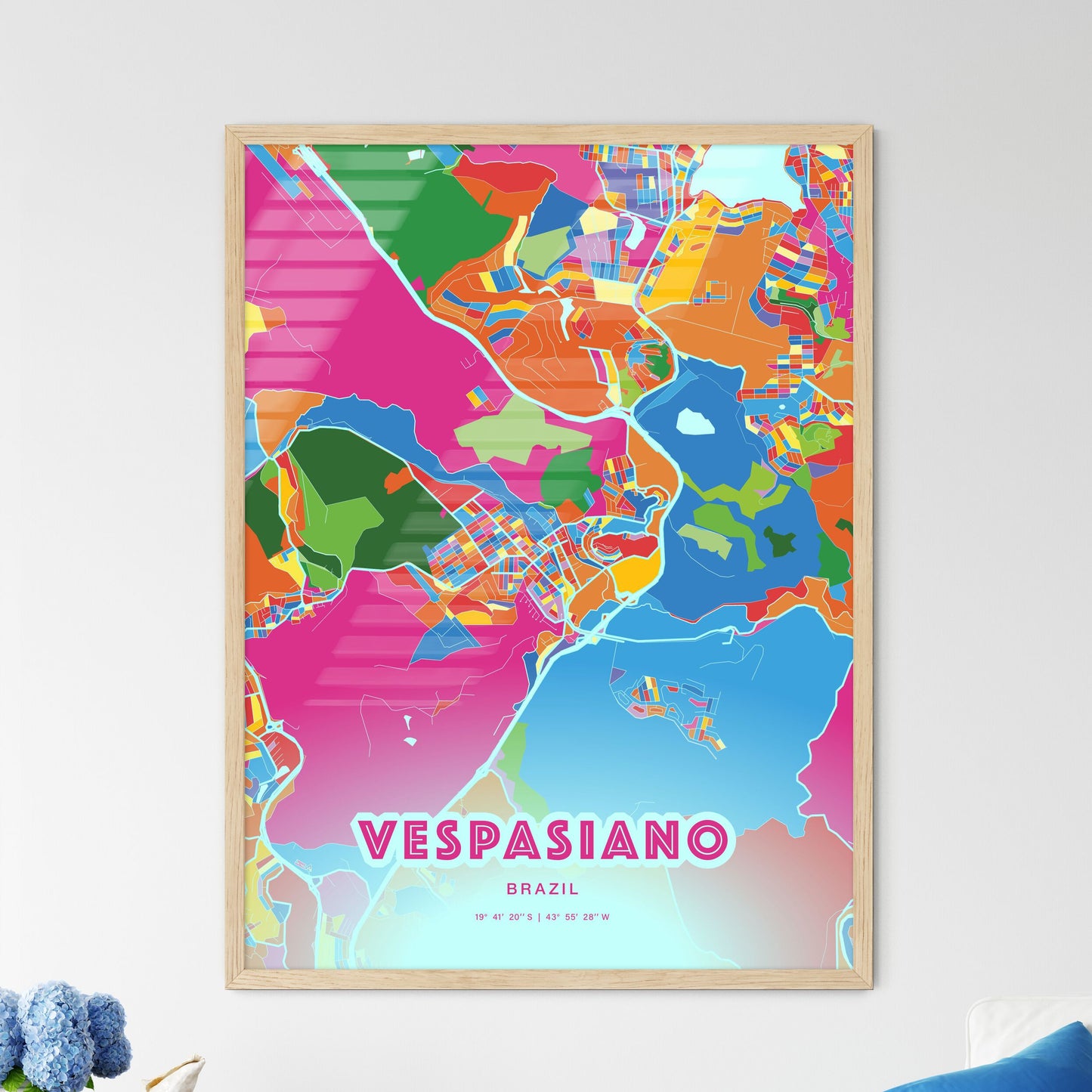 Colorful VESPASIANO BRAZIL Fine Art Map Crazy Colors