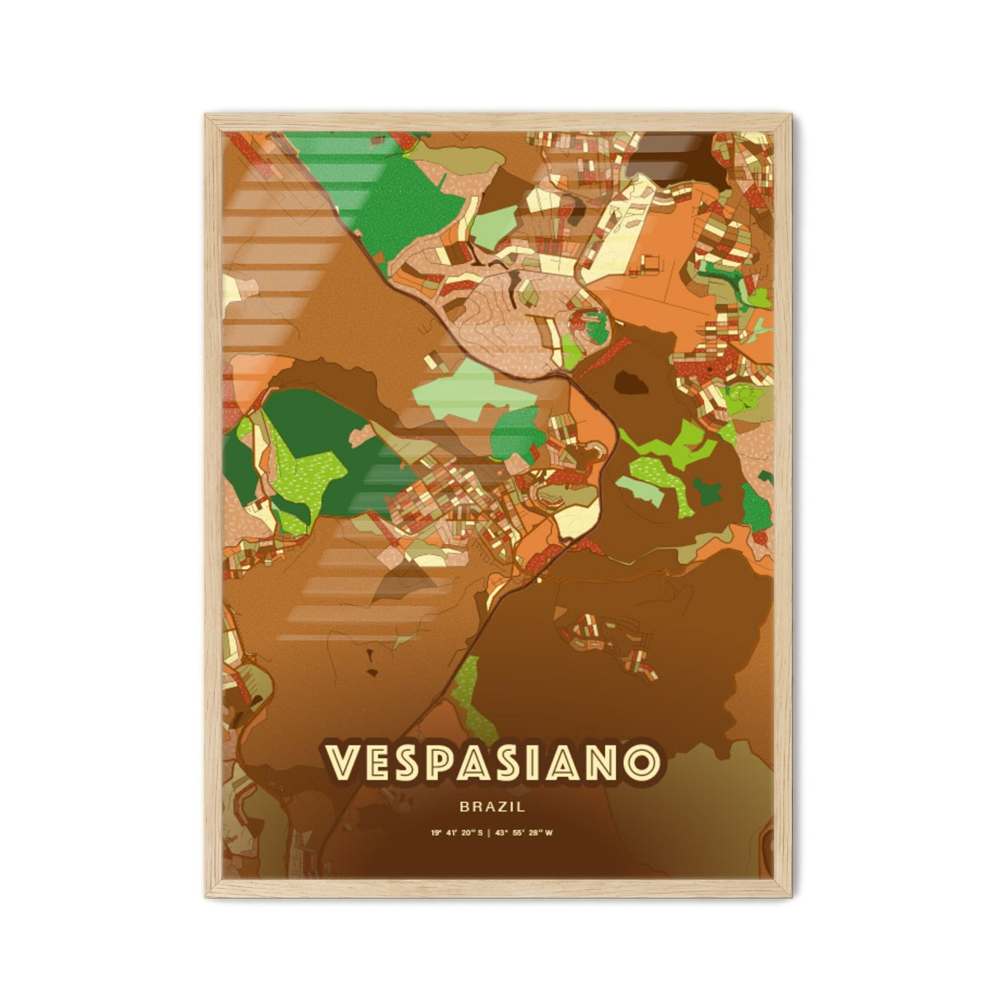 Colorful VESPASIANO BRAZIL Fine Art Map Farmhouse