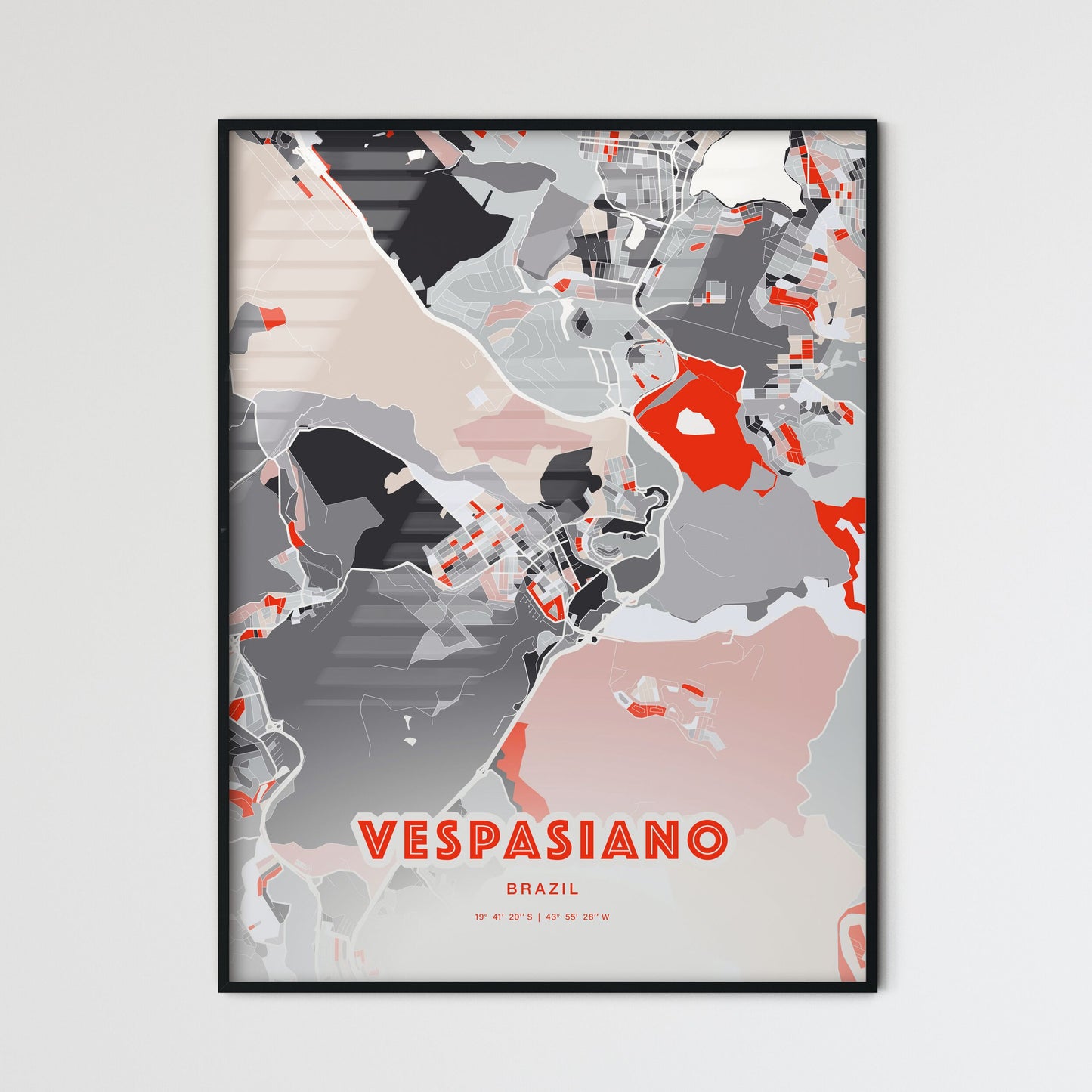 Colorful VESPASIANO BRAZIL Fine Art Map Modern