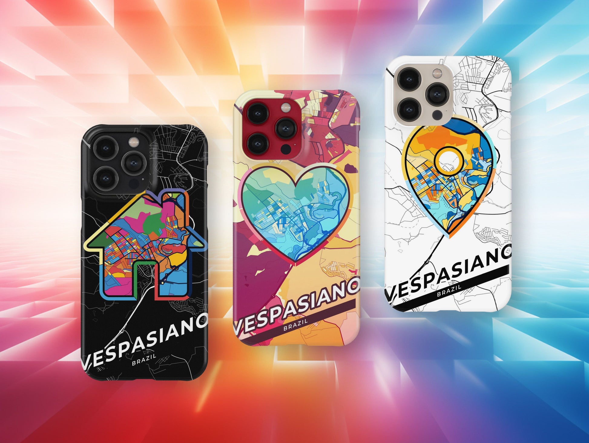 Vespasiano Brazil slim phone case with colorful icon. Birthday, wedding or housewarming gift. Couple match cases.