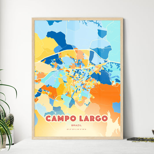 Colorful CAMPO LARGO BRAZIL Fine Art Map Blue Orange