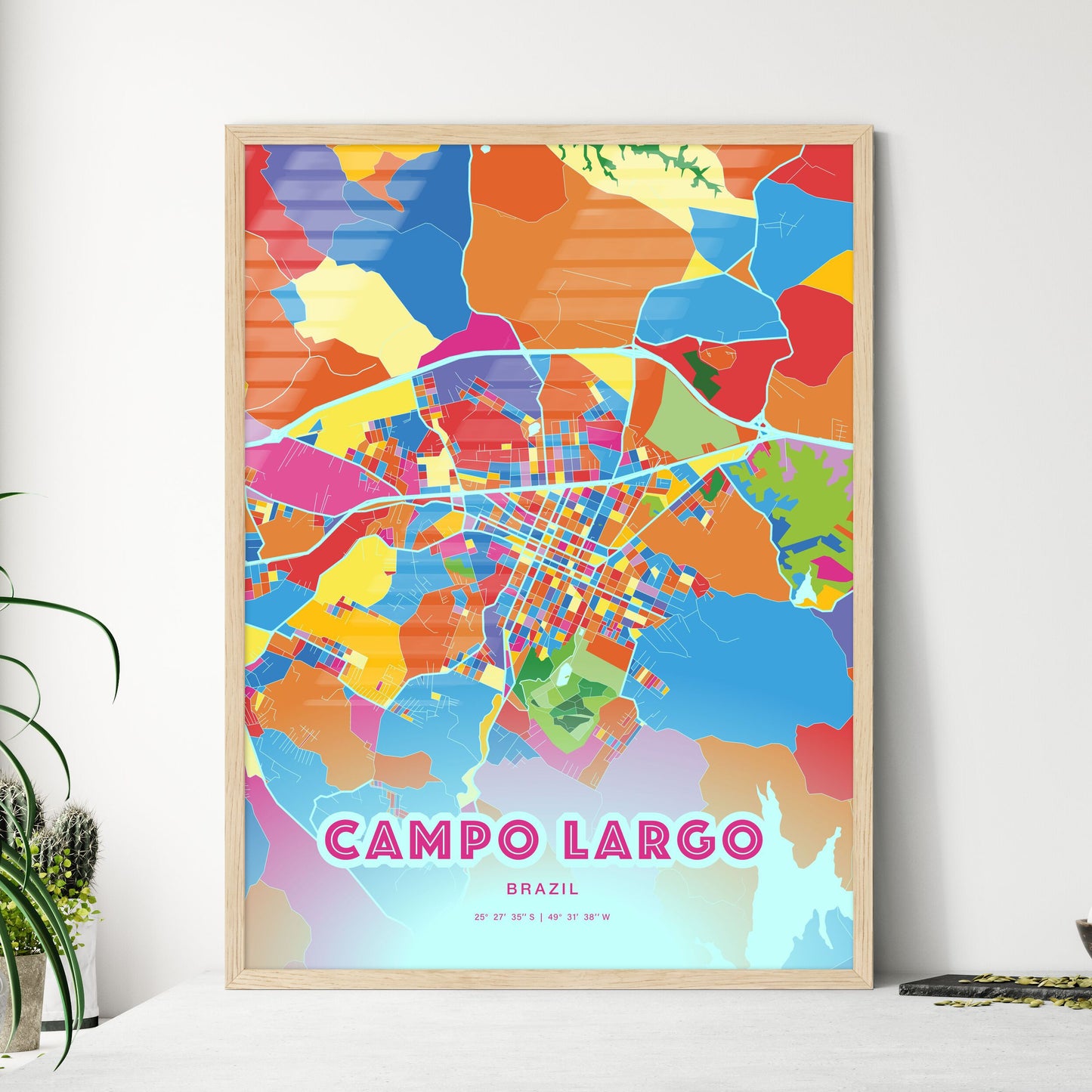 Colorful CAMPO LARGO BRAZIL Fine Art Map Crazy Colors