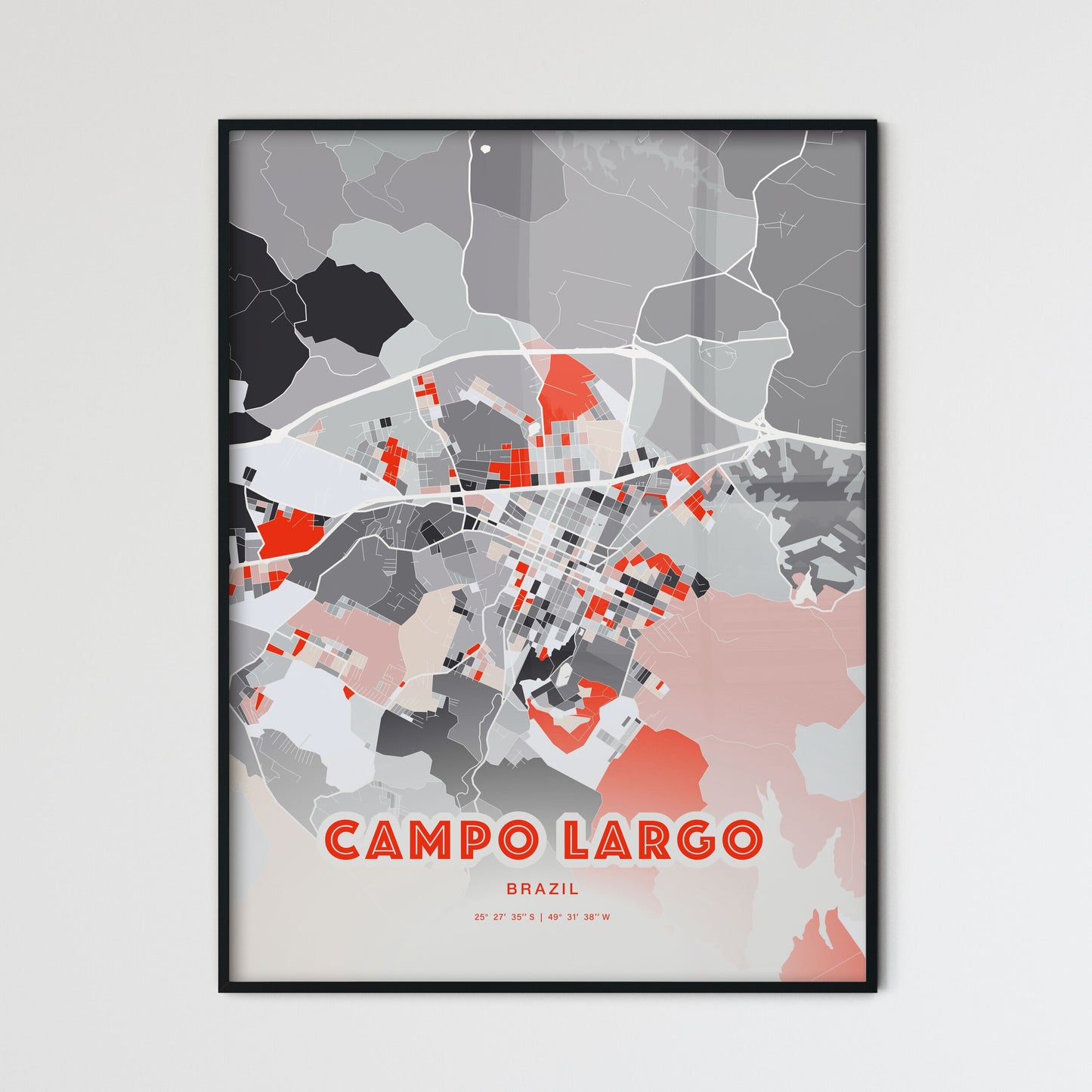 Colorful CAMPO LARGO BRAZIL Fine Art Map Modern