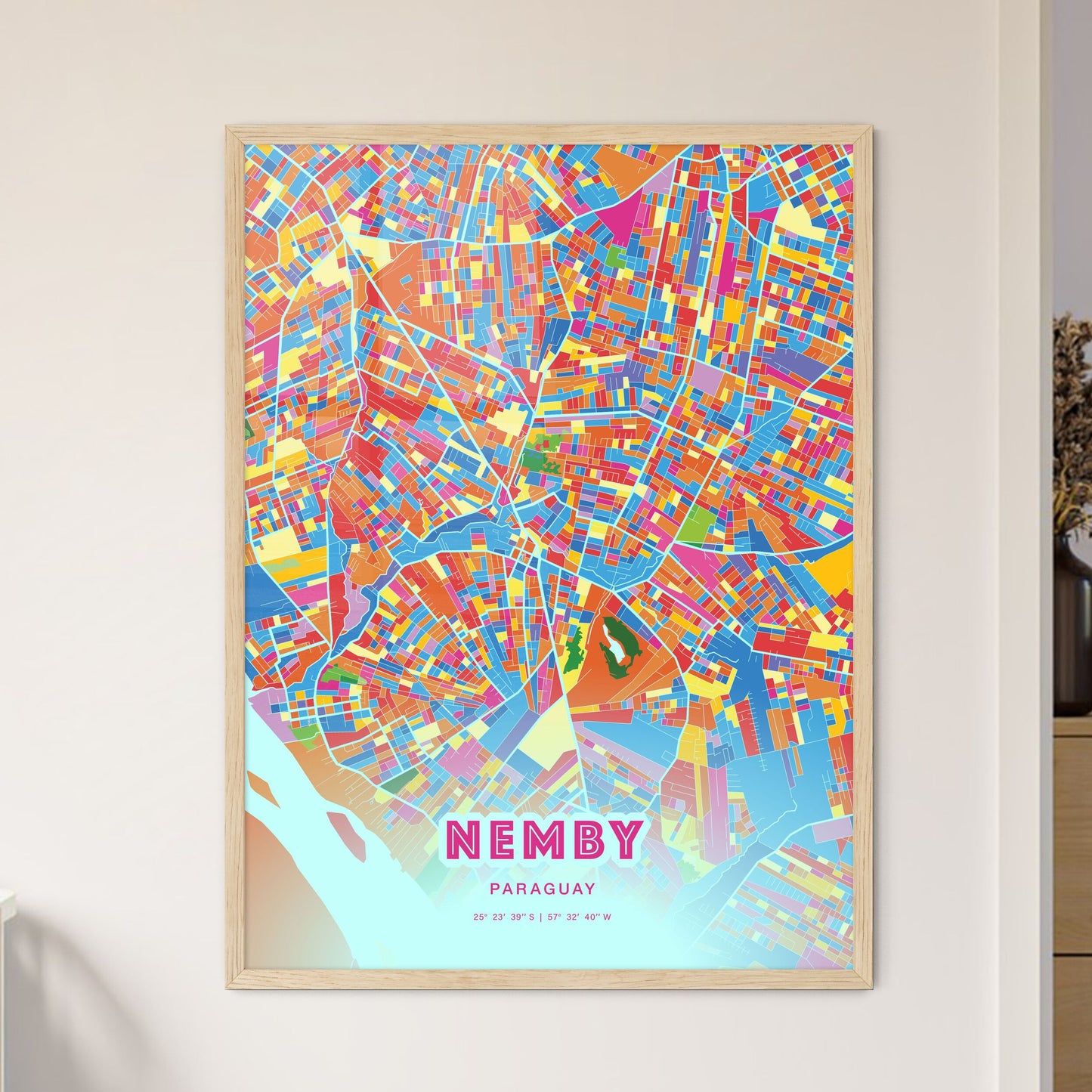 Colorful NEMBY PARAGUAY Fine Art Map Crazy Colors
