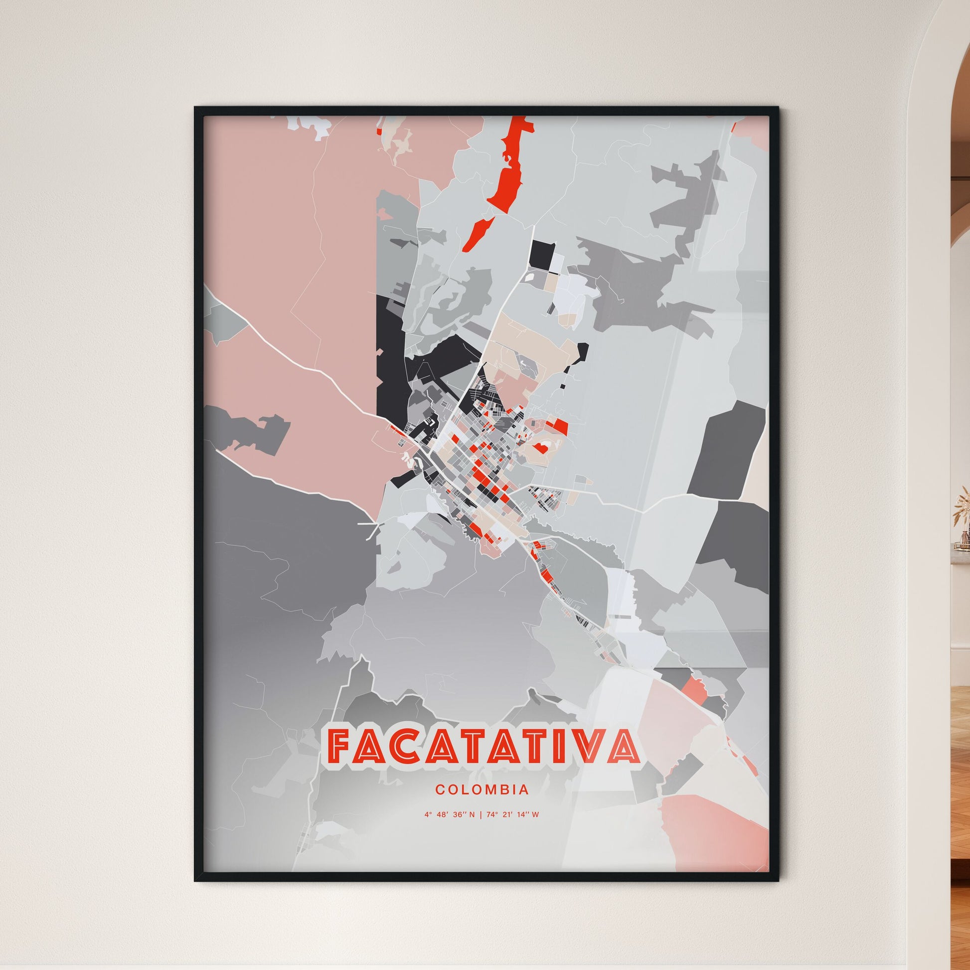 Colorful FACATATIVA COLOMBIA Fine Art Map Modern