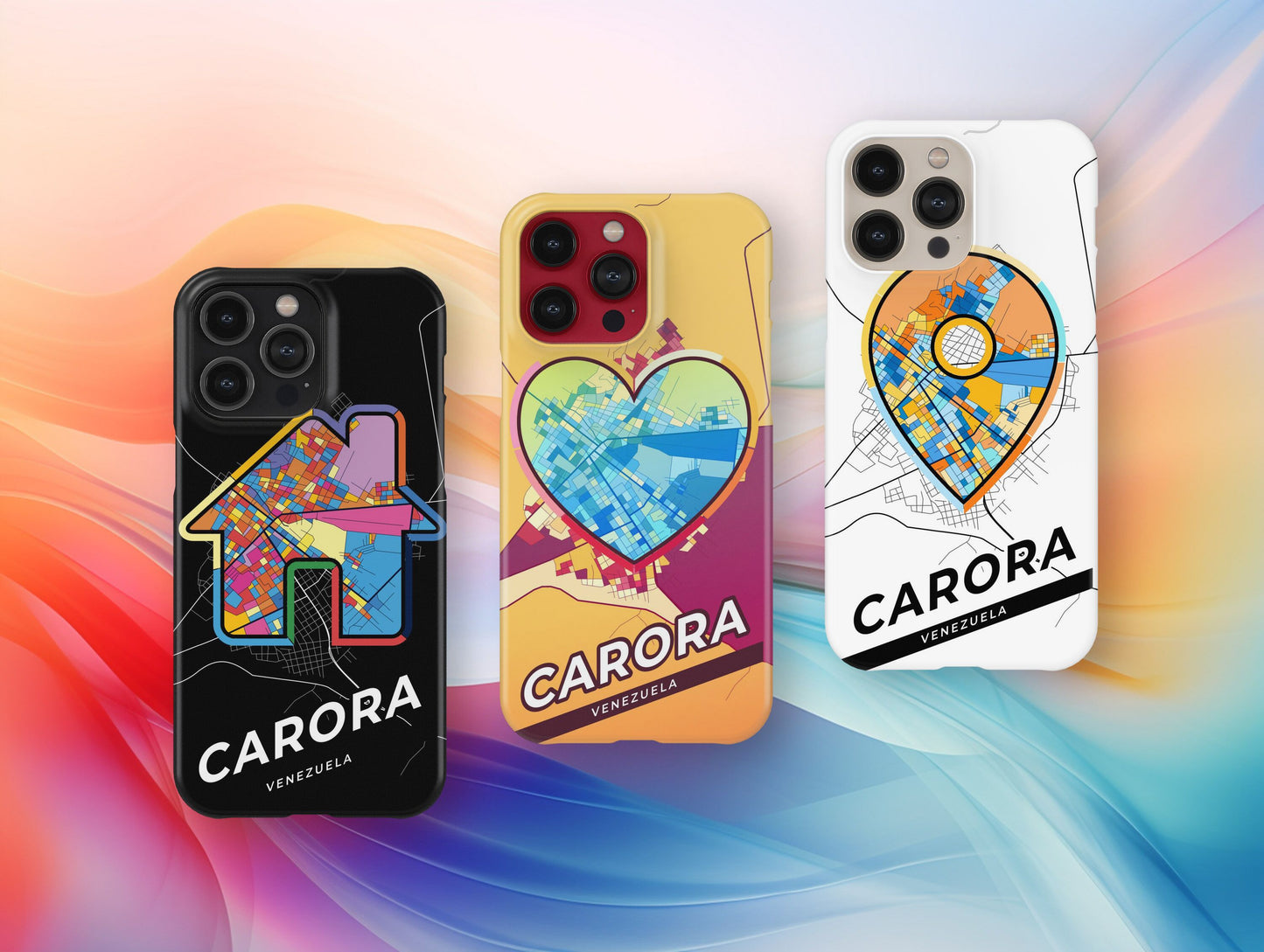 Carora Venezuela slim phone case with colorful icon. Birthday, wedding or housewarming gift. Couple match cases.