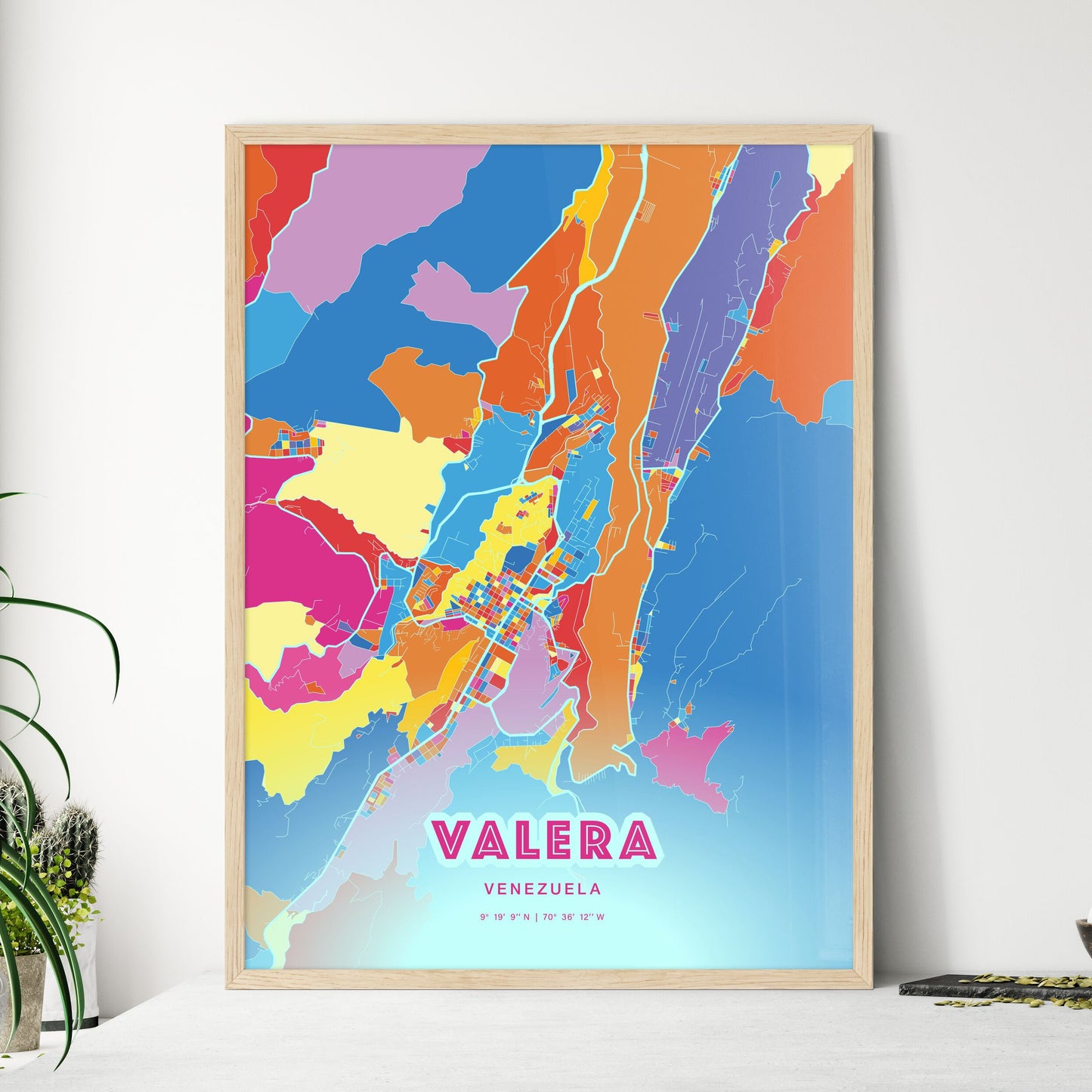 Colorful VALERA VENEZUELA Fine Art Map Crazy Colors