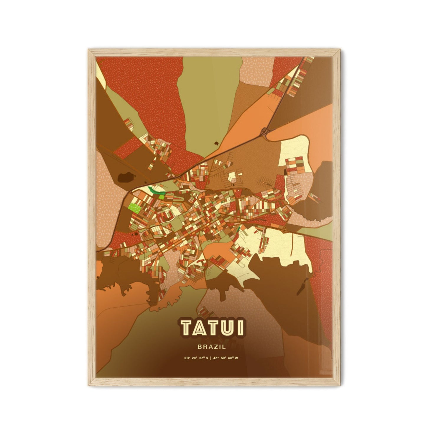 Colorful TATUI BRAZIL Fine Art Map Farmhouse