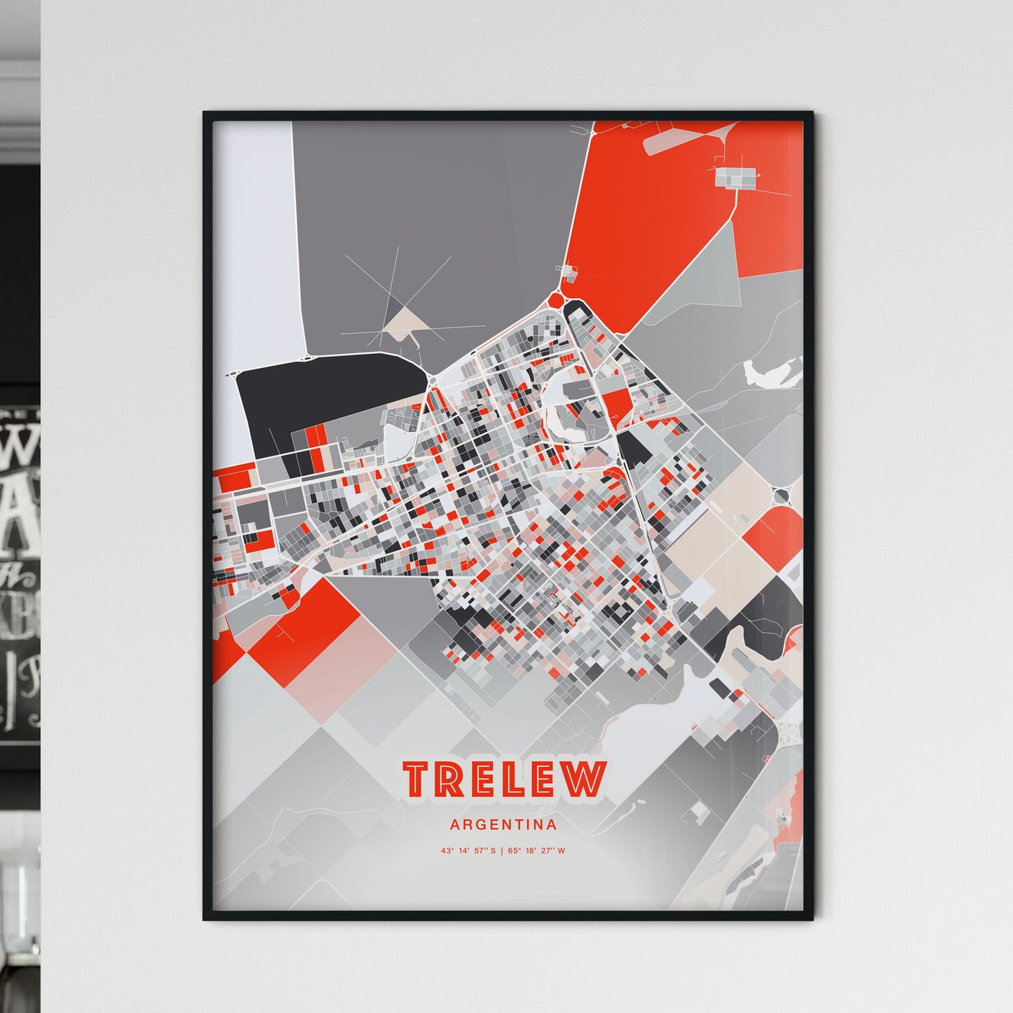 Colorful TRELEW ARGENTINA Fine Art Map Modern