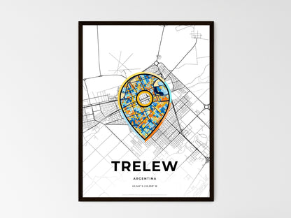 TRELEW ARGENTINA minimal art map with a colorful icon. Style 1