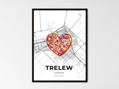 TRELEW ARGENTINA minimal art map with a colorful icon. Style 2