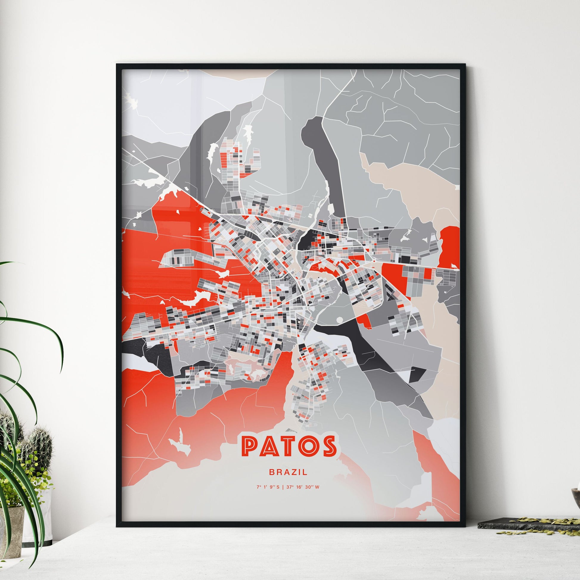 Colorful PATOS BRAZIL Fine Art Map Modern