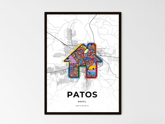 Patos Brazil wedding art map with home icon