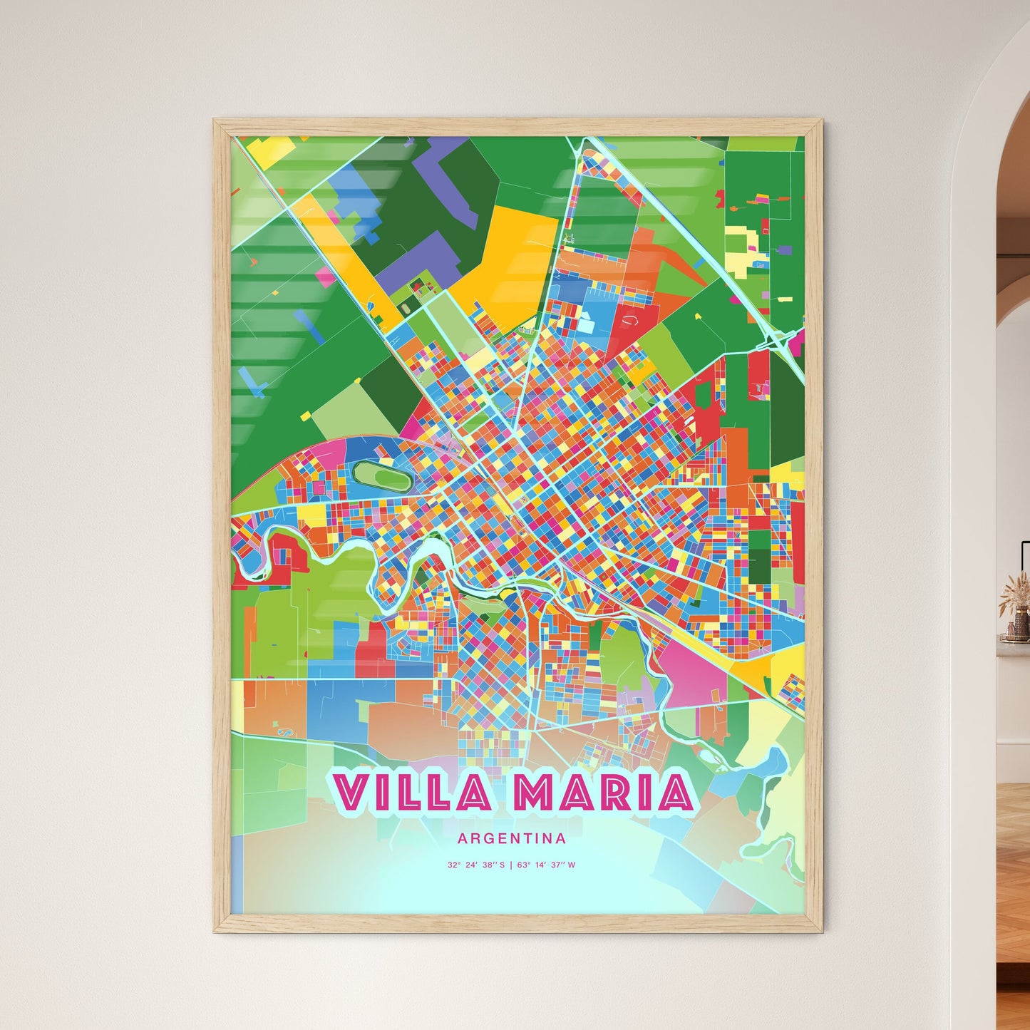 Colorful VILLA MARIA ARGENTINA Fine Art Map Crazy Colors