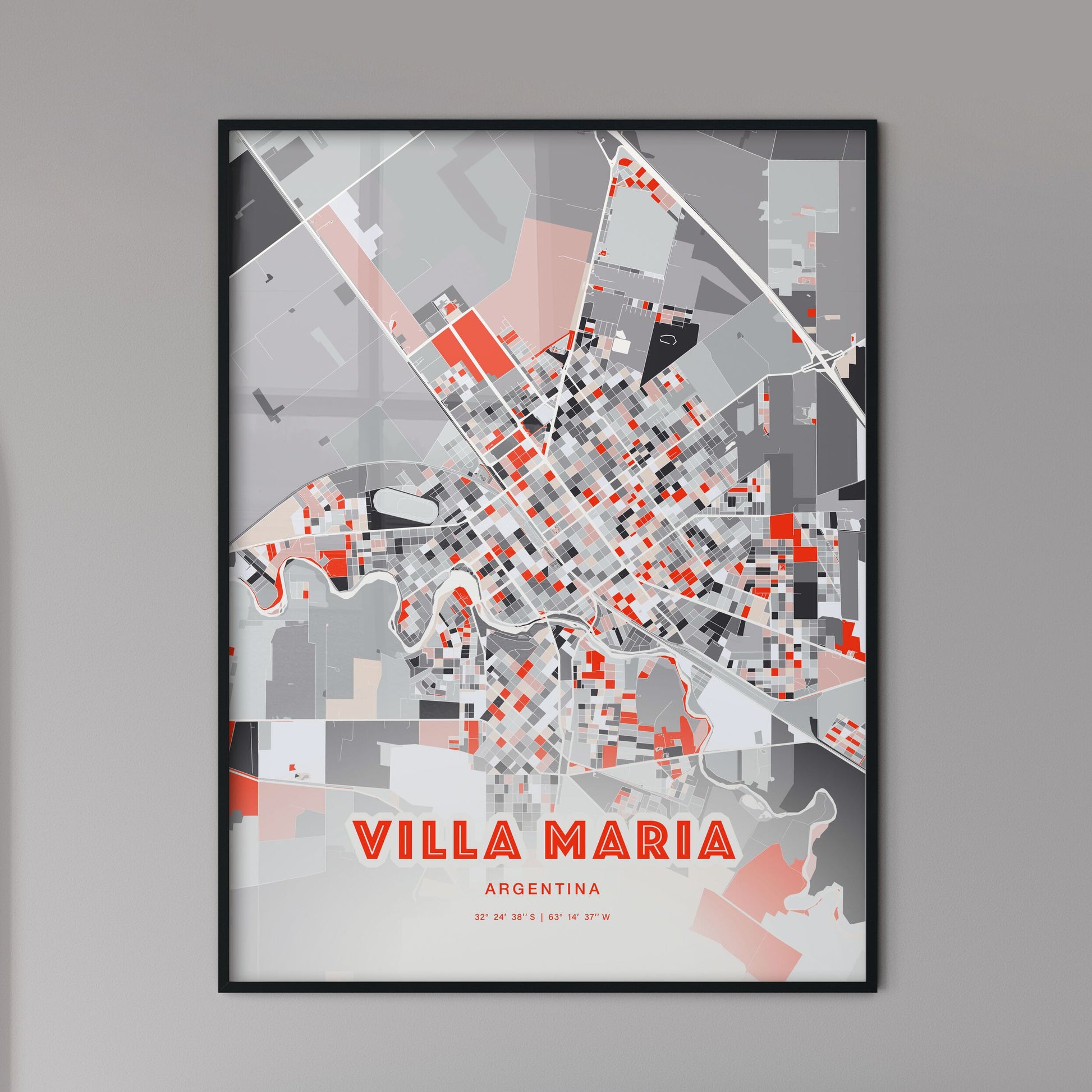 Colorful VILLA MARIA ARGENTINA Fine Art Map Modern