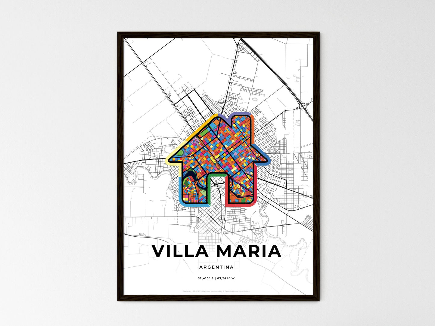Villa Maria Argentina wedding art map with home icon