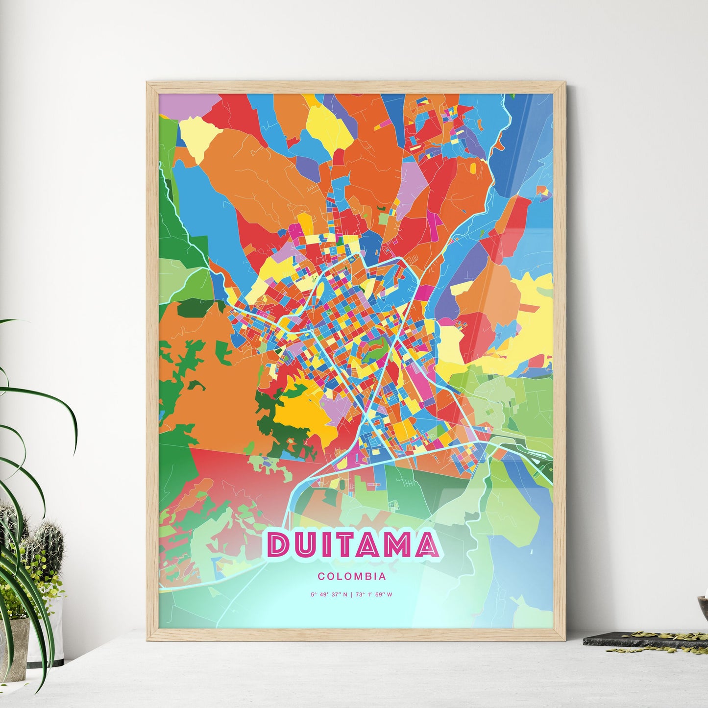 Colorful DUITAMA COLOMBIA Fine Art Map Crazy Colors