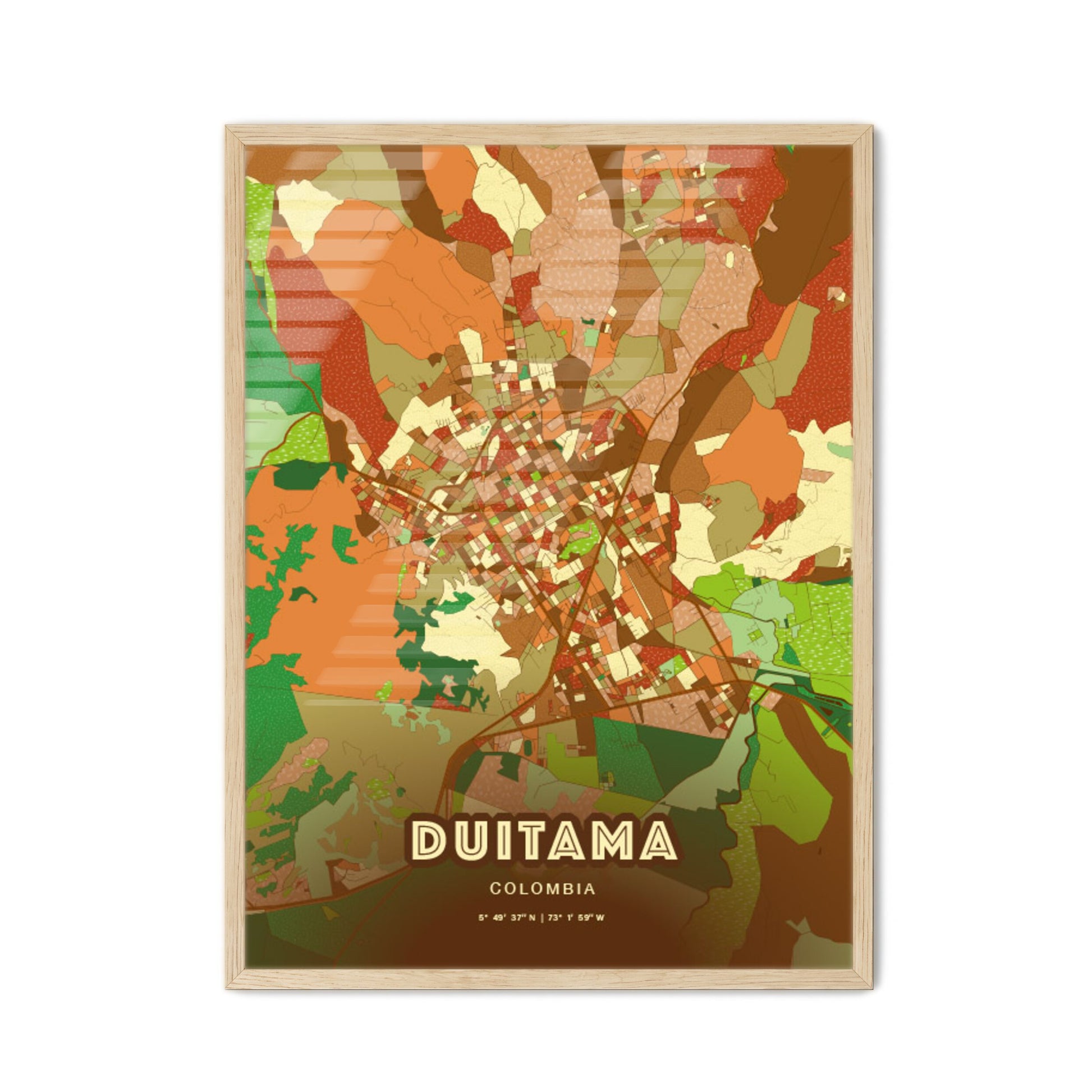 Colorful DUITAMA COLOMBIA Fine Art Map Farmhouse