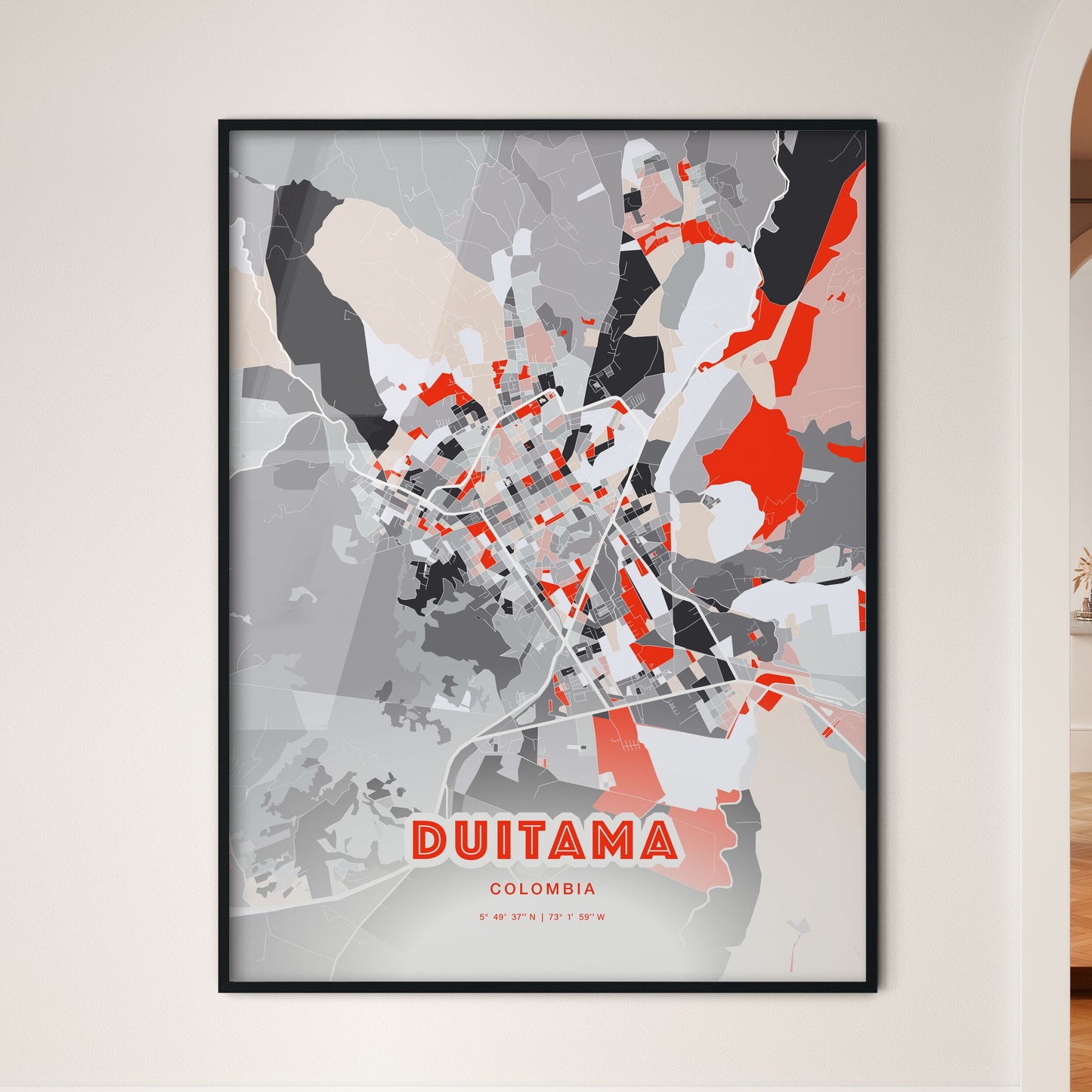 Colorful DUITAMA COLOMBIA Fine Art Map Modern