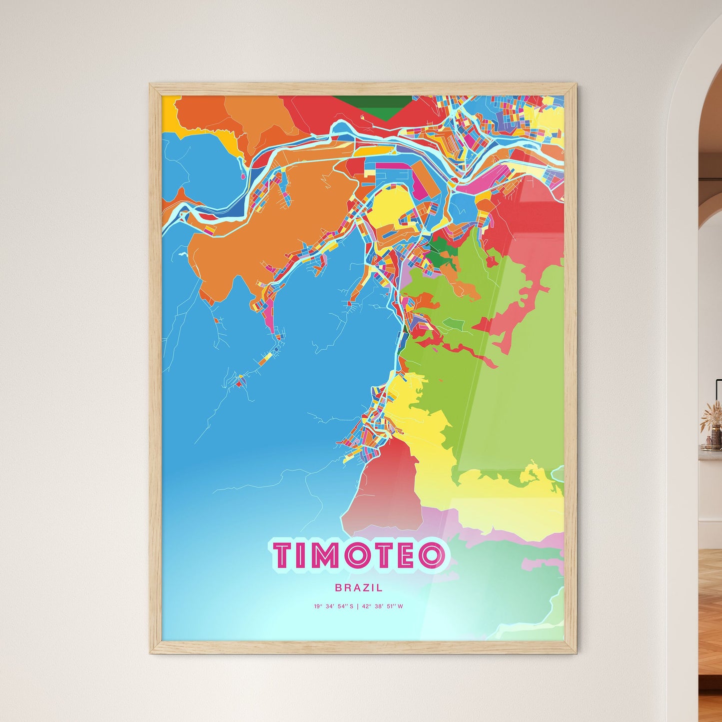 Colorful TIMOTEO BRAZIL Fine Art Map Crazy Colors