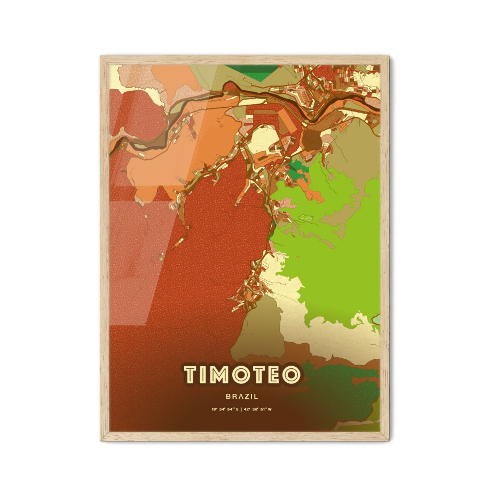 Colorful TIMOTEO BRAZIL Fine Art Map Farmhouse