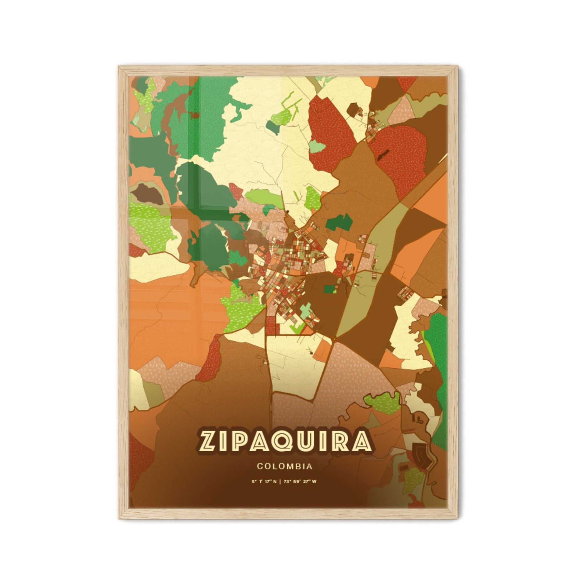 Colorful ZIPAQUIRA COLOMBIA Fine Art Map Farmhouse