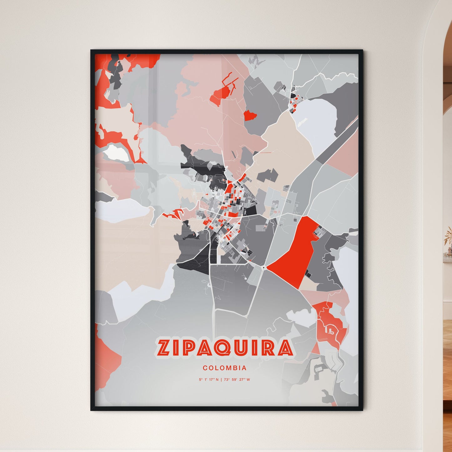 Colorful ZIPAQUIRA COLOMBIA Fine Art Map Modern