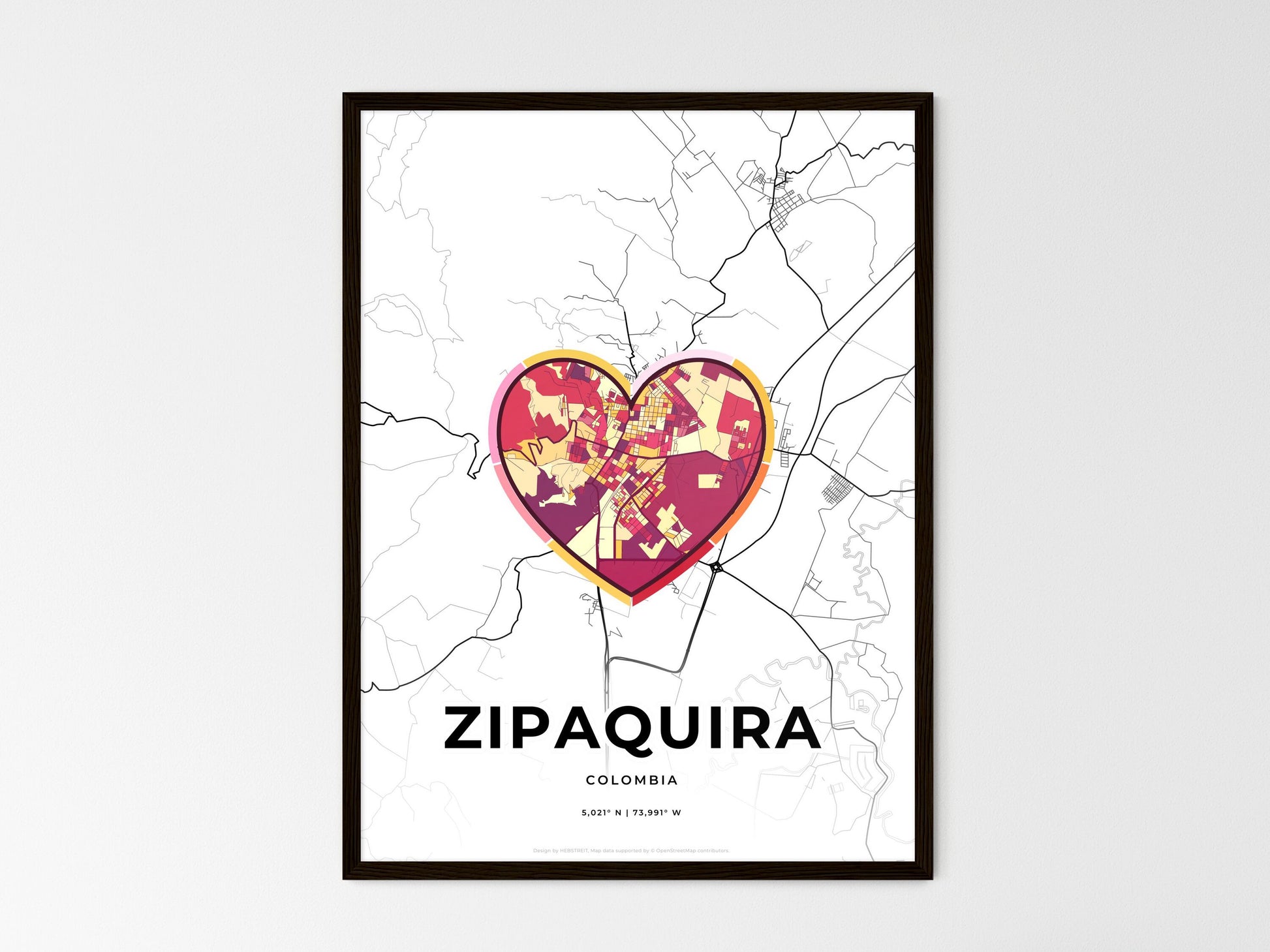ZIPAQUIRA COLOMBIA minimal art map with a colorful icon. Where it all began, Couple map gift. Style 2