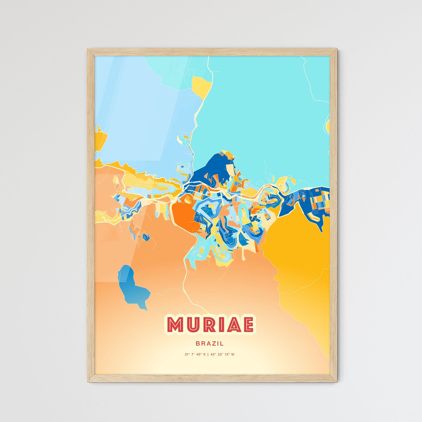 Colorful MURIAE BRAZIL Fine Art Map Blue Orange