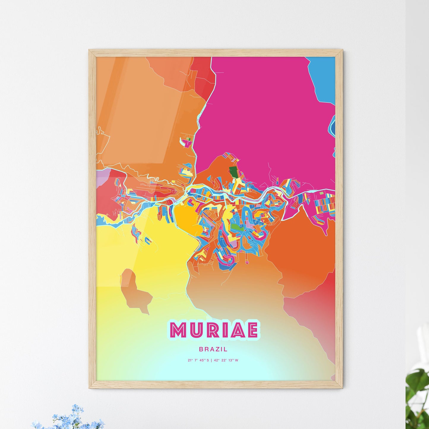 Colorful MURIAE BRAZIL Fine Art Map Crazy Colors
