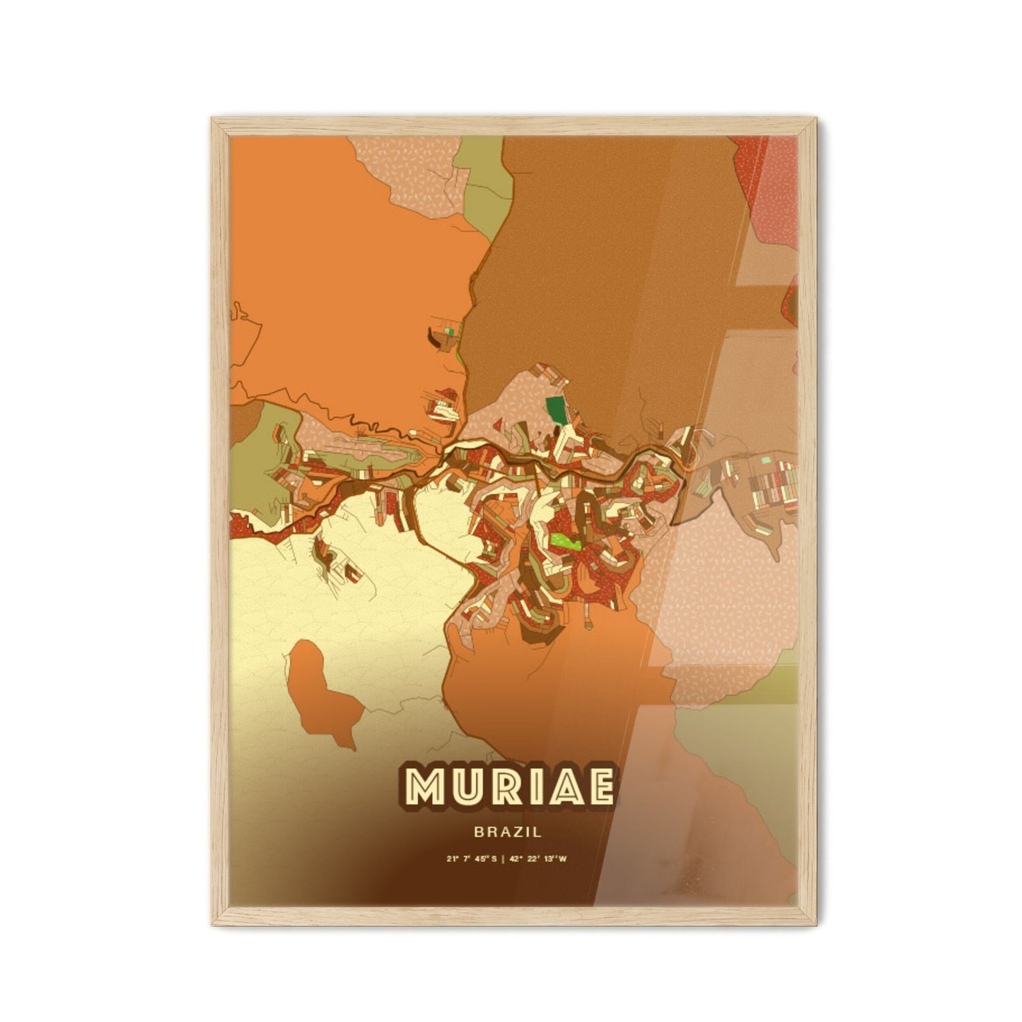 Colorful MURIAE BRAZIL Fine Art Map Farmhouse