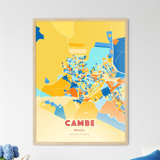 Colorful CAMBE BRAZIL Fine Art Map Blue Orange