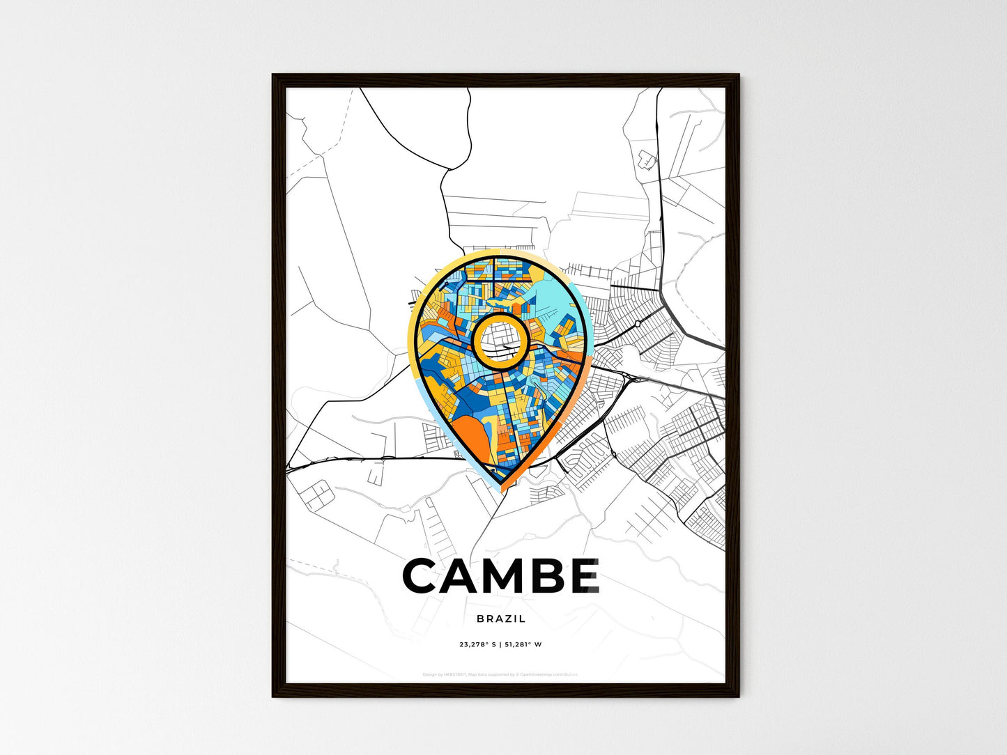Cambe Brazil wedding art map with pointer icon