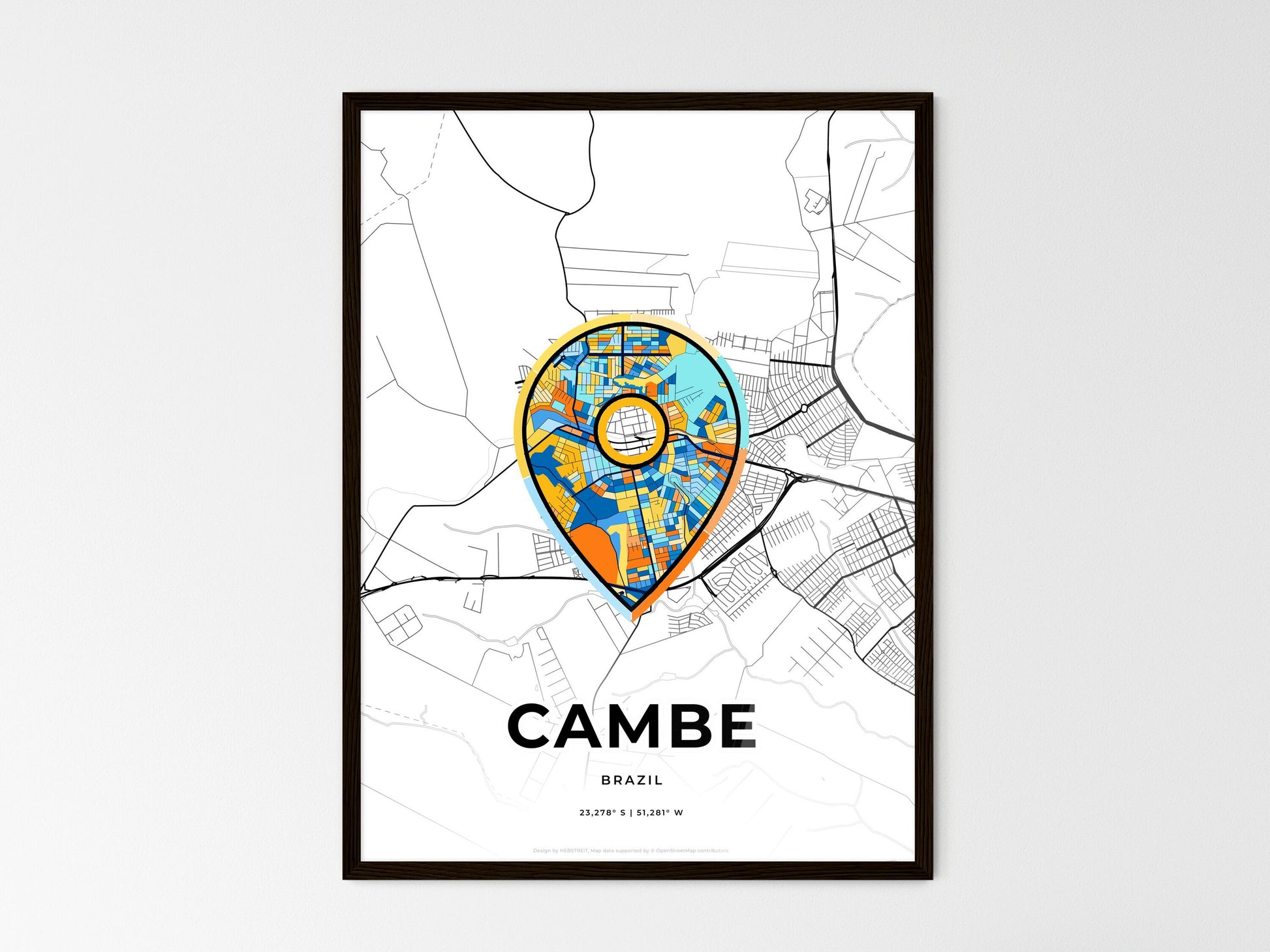 Cambe Brazil wedding art map with pointer icon