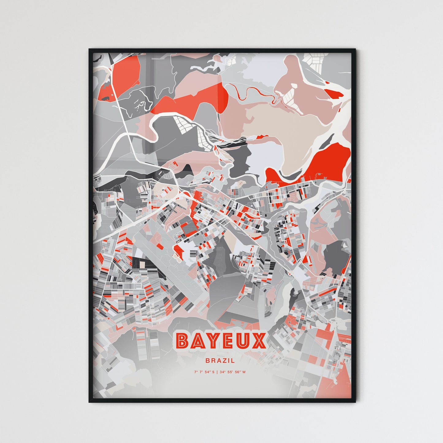 Colorful BAYEUX BRAZIL Fine Art Map Modern